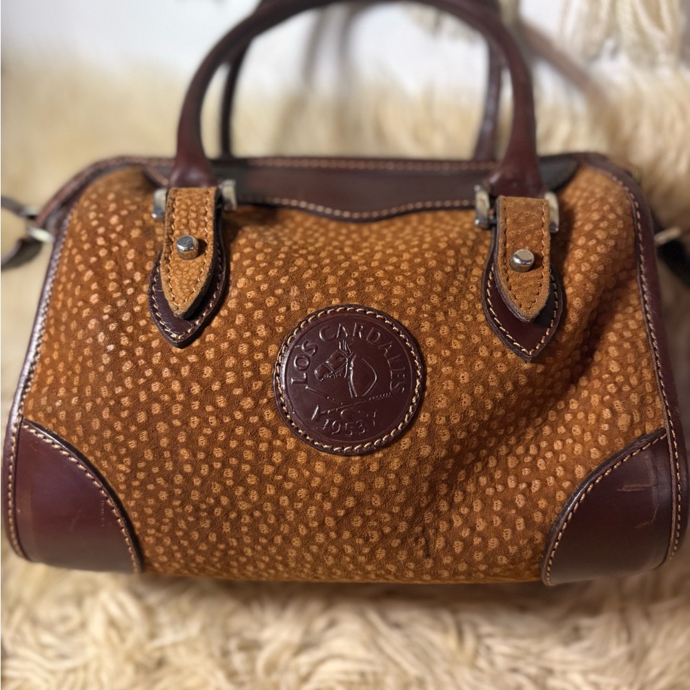 Beautiful soft suede and leather satchel zip Los Cardeles Brand
